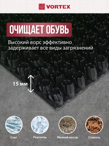 Коврик 45*60 Травка противоскользящий черный
