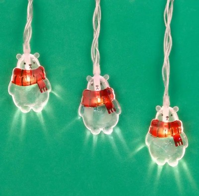 Гирлянда эл. насадка "Медвежонок Снежик" 2м, 10LED*шампань, пост.свеч, ПВХпрозр, акрил,2хАА