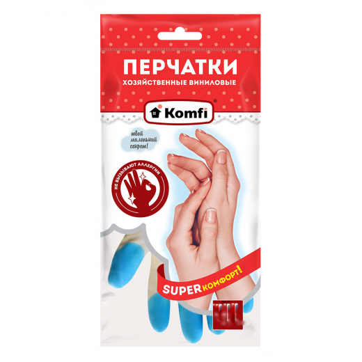 Перчатки ПВХ хозяйственные М 2 шт