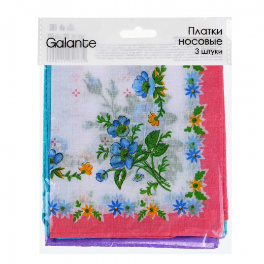 Набор носовых платков тм  GALANTE, 3шт, 100% хлопок, 28х28см, арт.GL-2904-3