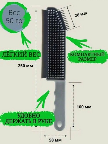 Щетка универсальная полипропилен термопластичная резина 25х5 см 4 цвета