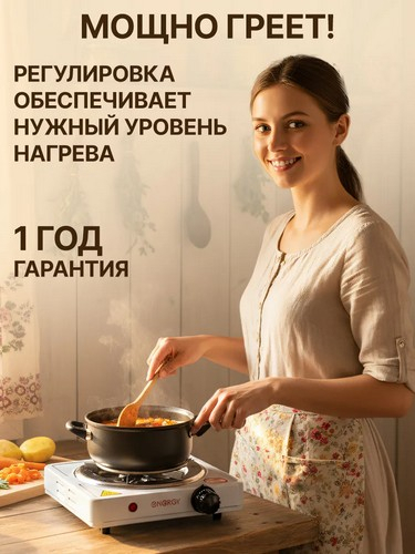 Плитка электрическая одноконфорочная 1000Вт нагр. эл. спираль d14см