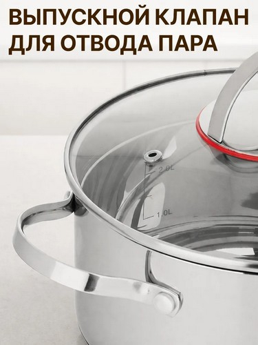 Кастрюля 2,7л 18х11,5см со стекл крышкой индукция Бирмингем