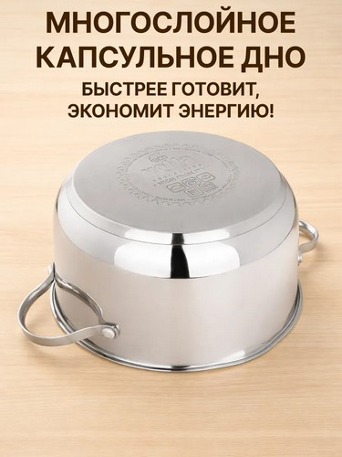 Кастрюля 2,7л 18х11,5см со стекл крышкой индукция Бирмингем