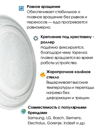 Тарелка для микроволновки стеклянная d24,5см, крепление под крестовину