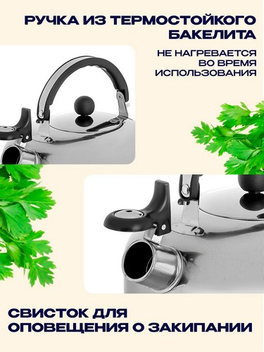 Чайник стальной 2,5л индукция