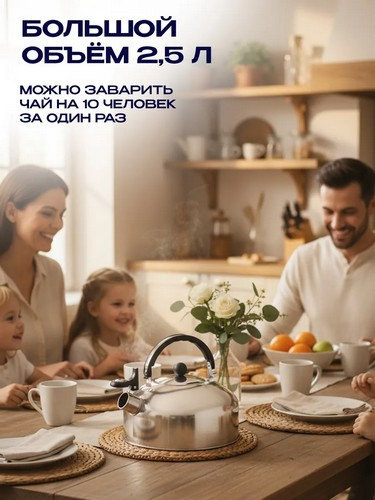 Чайник стальной 2,5л индукция
