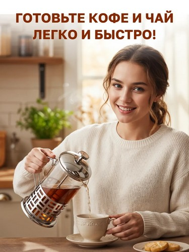 Френч-пресс 1000мл нерж.сталь, стекло