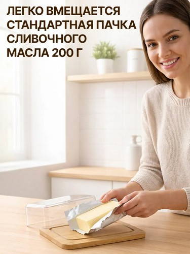 Масленка тм VETTA, 20,5x14x6,4см, пластик, бамбук