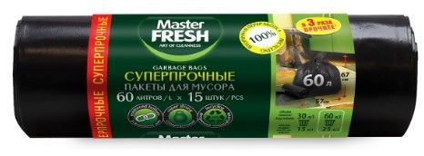 Мешок для мусора 60л 15шт суперпрочный Эко