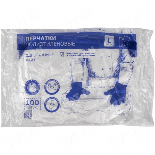 Перчатки полиэтиленовые L,