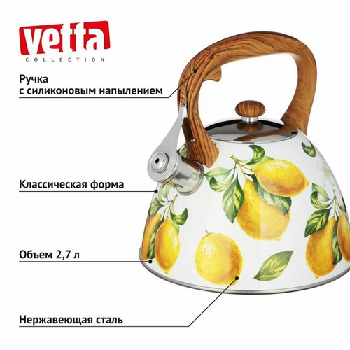 Чайник стальной 2,7л "Лимоны", индукция