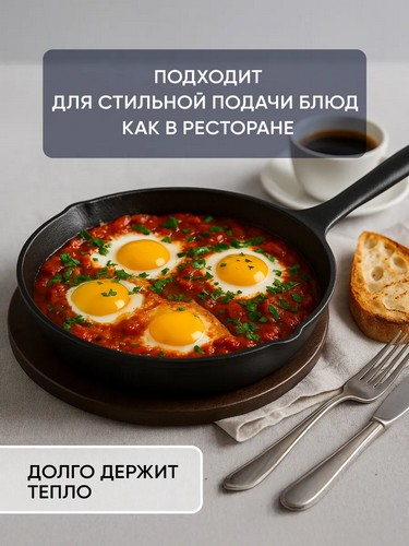 Сковорода чугун, 2 слива, d20см