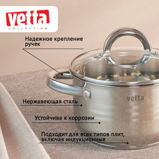 Кастрюля 2,9л 20х11,5см со стекл крышкой Фултон