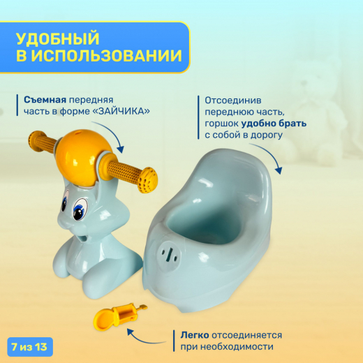 Горшок детский Зайчик 420х290х310мм голубой