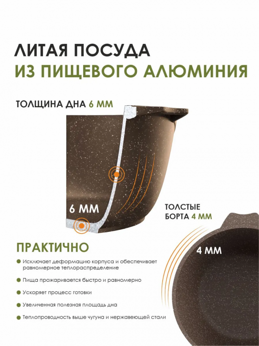 Кастрюля 4л Премиум мокко