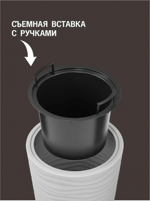 ОАЗИС - кашпо 393х393х775 63л серый вставка 13л