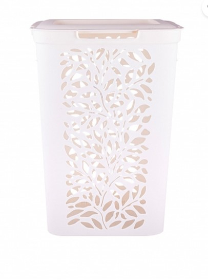 Корзина для белья 60л Leaves молочный 440*340*635мм
