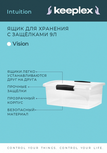 Ящик для хранения 9л 37х27,4х14,8см с защелками Озарение